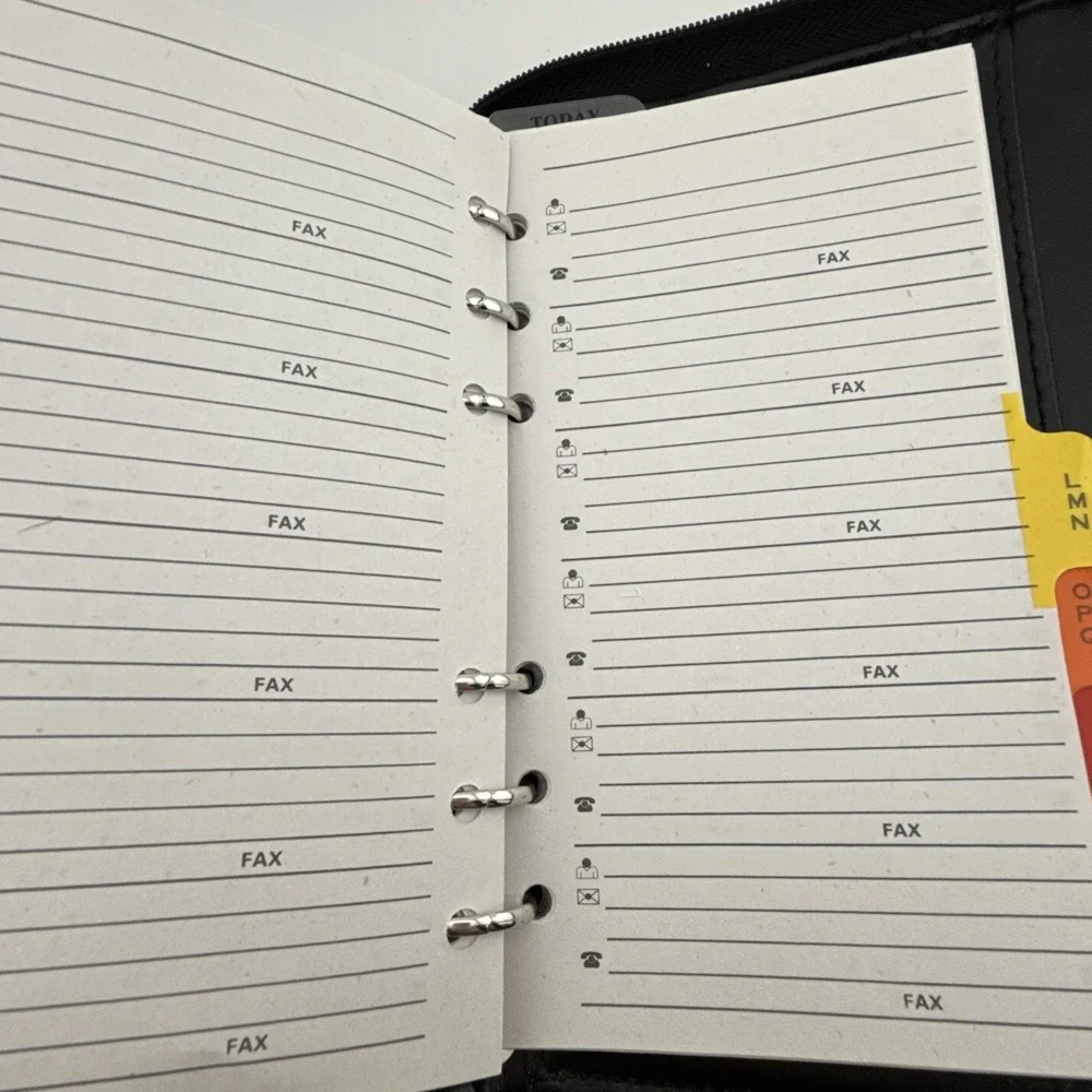 Vintage 90s Y2k‎ Philippe Amiel Leather Black Deluxe Personal Organizer Planner